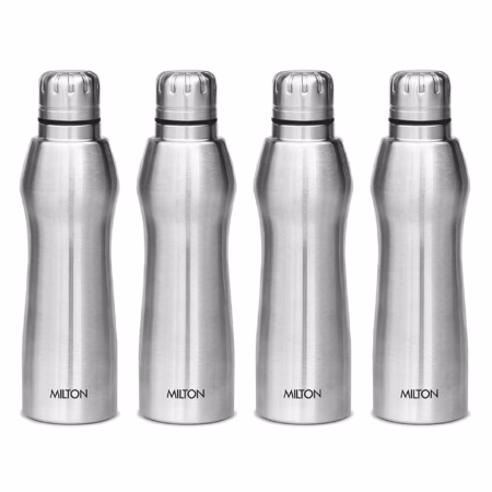 Milton Elate 1000 Ml, Bottle Pack of 4 1000 ml Bottle??(Pack of 4, Silver, Steel)