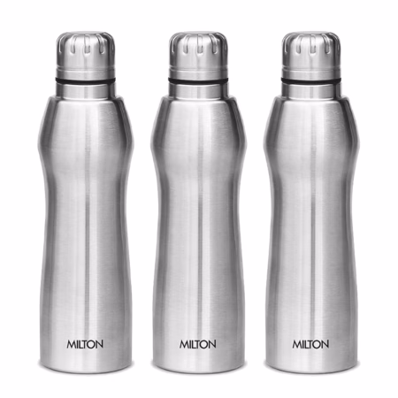 Milton Elate 1000 Stainless Steel Water Bottle 880 ML Bottle??(Pack of 3, Silver, Steel)