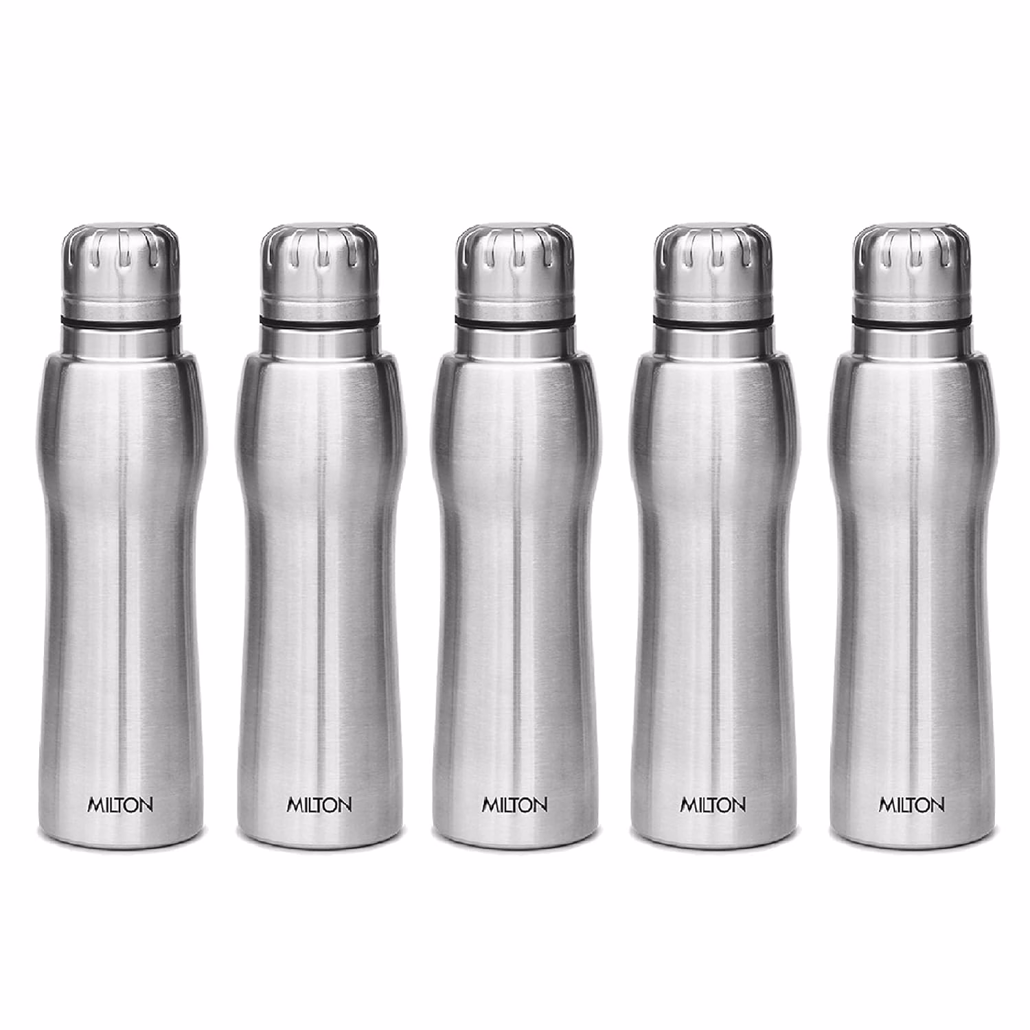 Milton Elate 750 Stainless Steel Water Bottle, Set of 5, 635 ml Each, Silver 635 ml Bottle??(Pack of 5, Silver, Steel)
