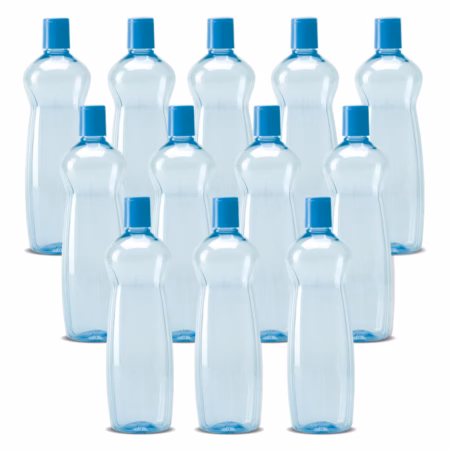 Milton Pacific 1000 Pet Water Bottles, 1 Litre Each, Set of 12, Sky Blue | BPA Free 1000 ml Bottle??(Pack of 12, Blue, PET)