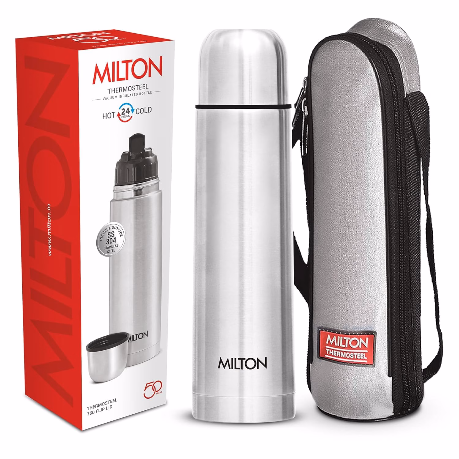 Milton Thermosteel Flip Lid 750 ml Flask??(Pack of 1, Silver, Steel)